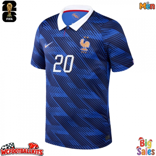 France Desire Doue #20 Replica Home Stadium Shirt World Cup 2026 Short Sleeve